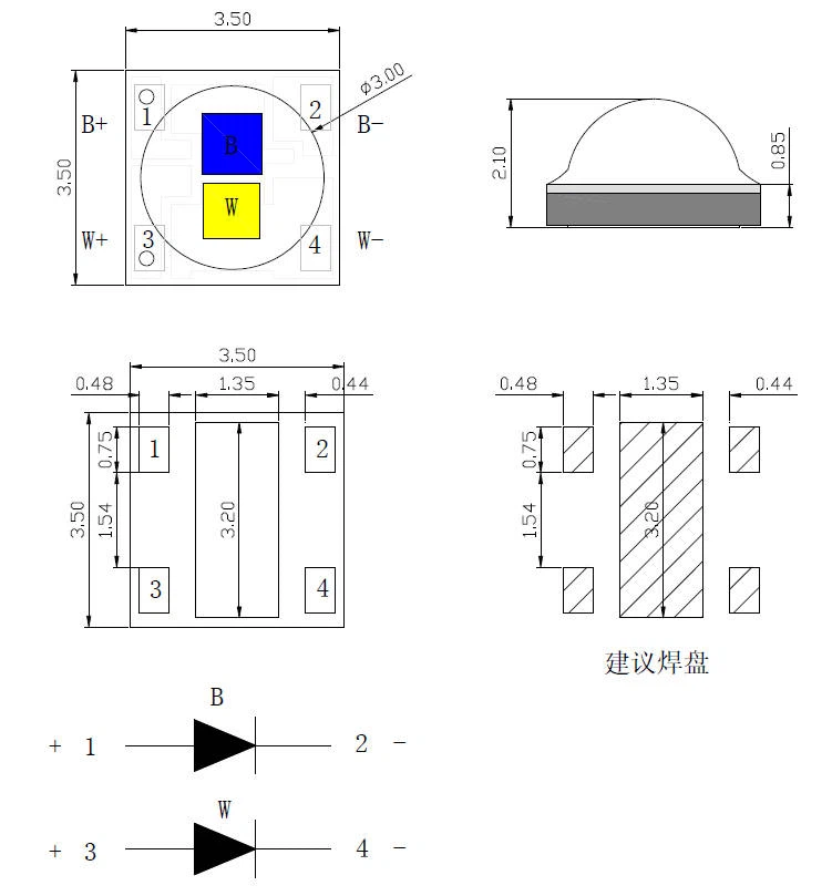 blue and white 3535 smd led dual color blue and white 3535 smd led dual color